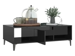 Mesa de centro madera contrachapada negro brillo 103,5x60x35cm