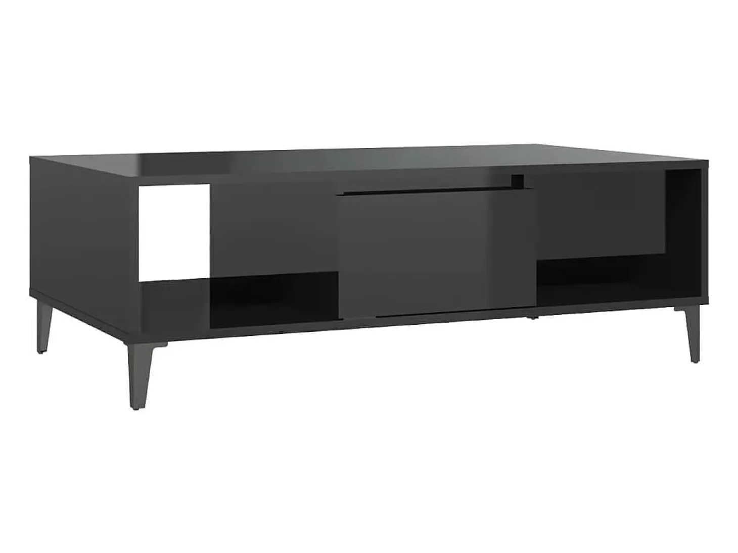 Mesa de centro madera contrachapada negro brillo 103,5x60x35cm