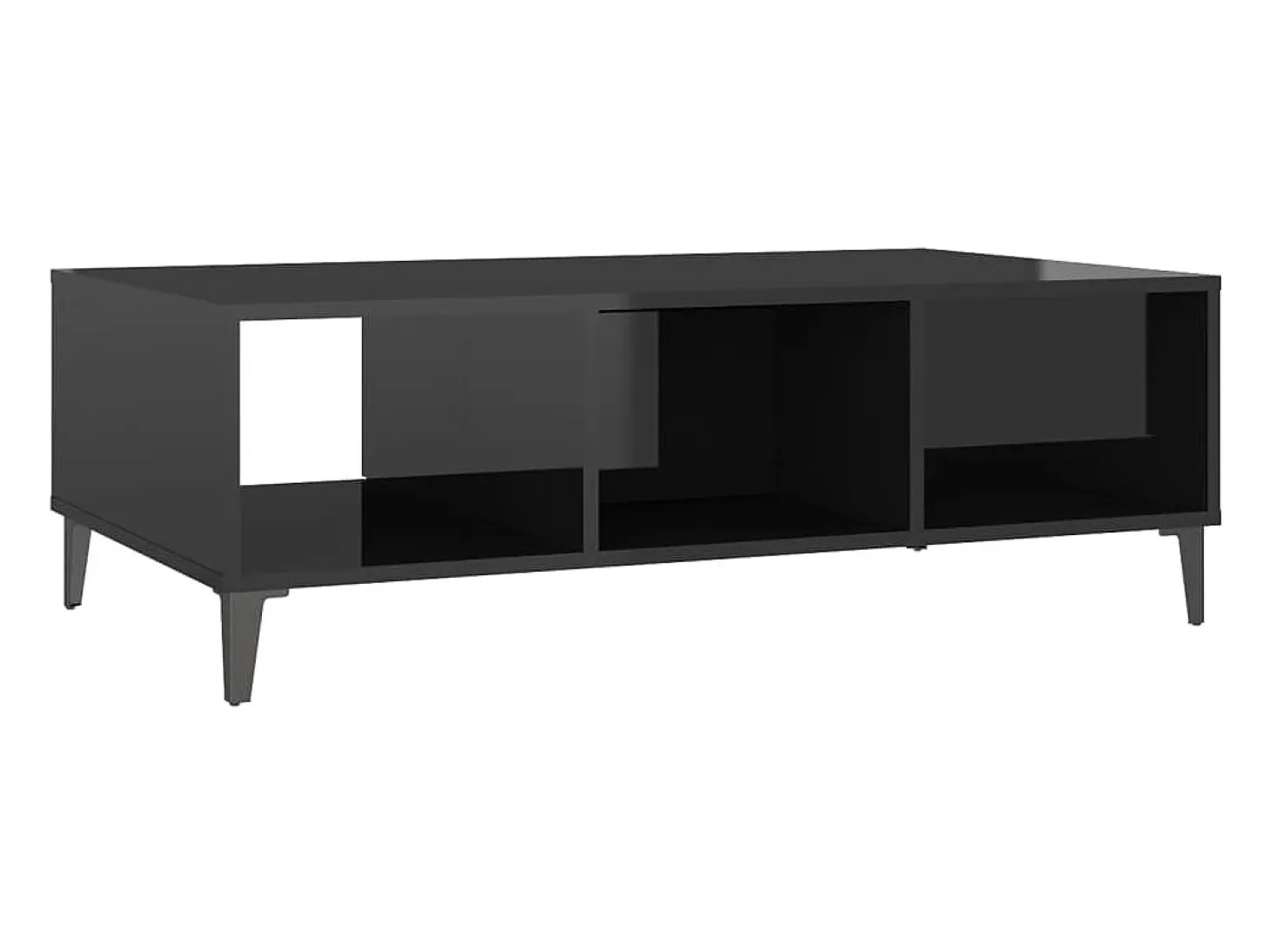 Mesa de centro madera contrachapada negro brillo 103,5x60x35cm