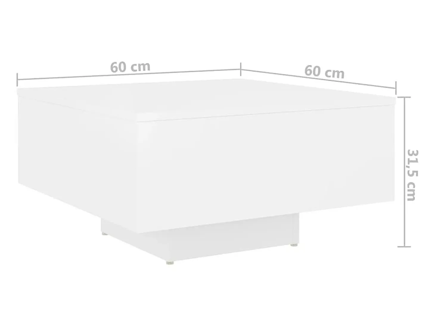 Mesa de centro madera contrachapada blanco 60x60x31,5 cm