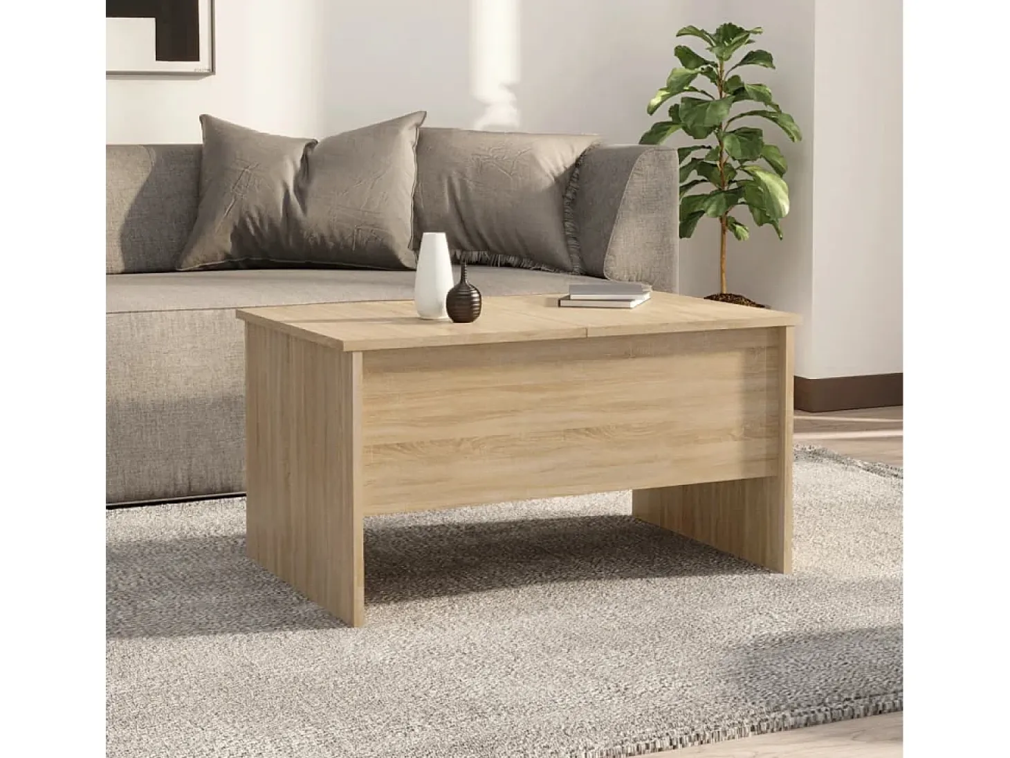 Mesa de centro madera contrachapada roble Sonoma 80x50,5x42,5cm