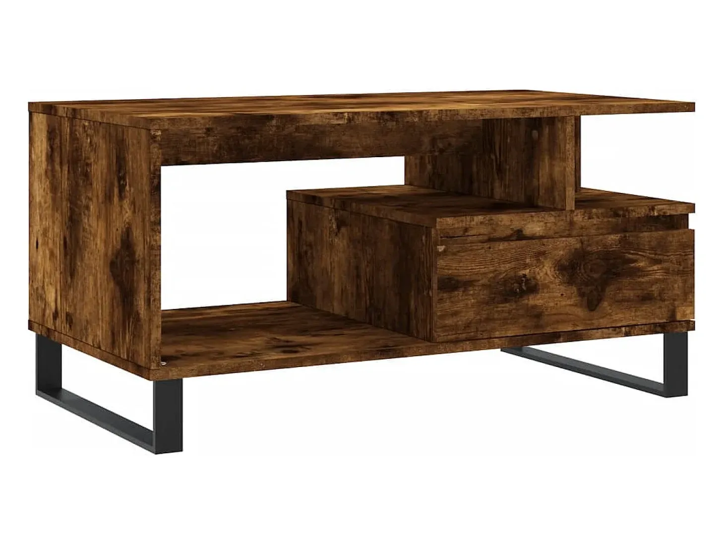 Mesa de centro madera contrachapada roble ahumado 90x49x45 cm