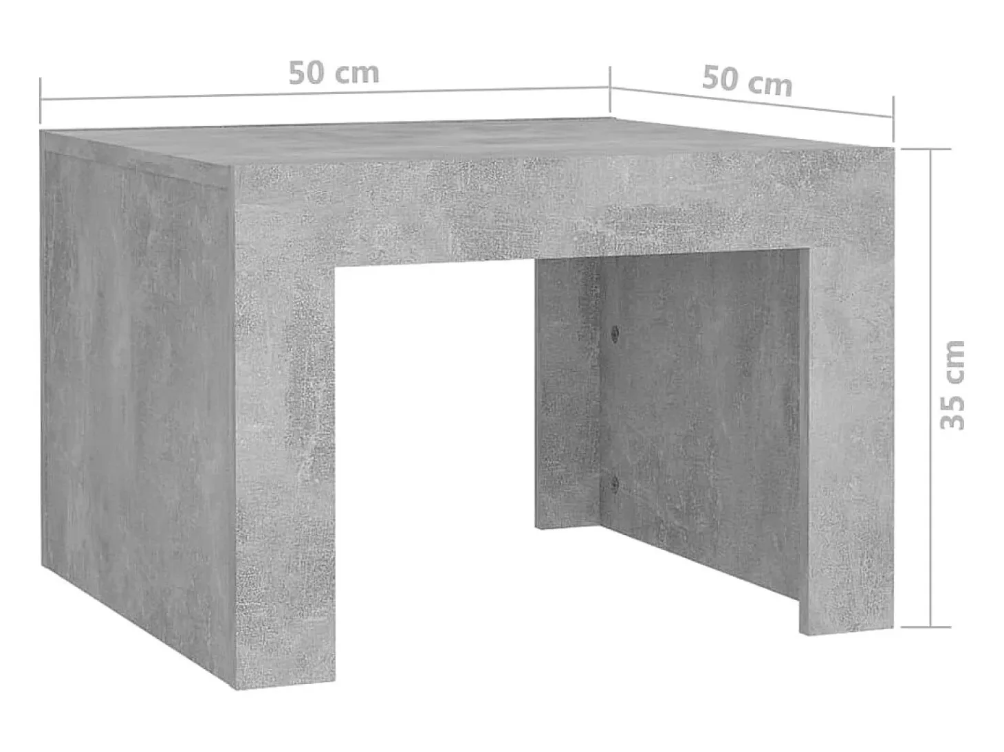 Mesa de centro madera contrachapada gris hormigón 50x50x35 cm