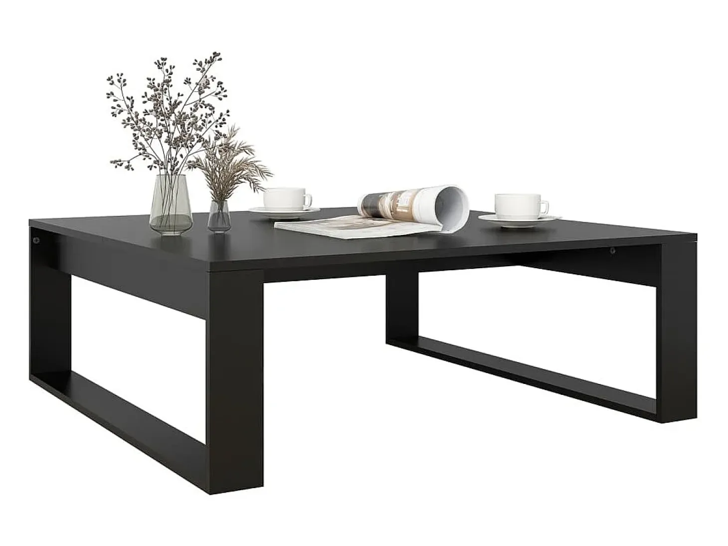 Mesa de centro madera contrachapada negro 100x100x35 cm