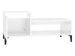 Mesa de centro madera contrachapada blanco brillo 100x50x45 cm