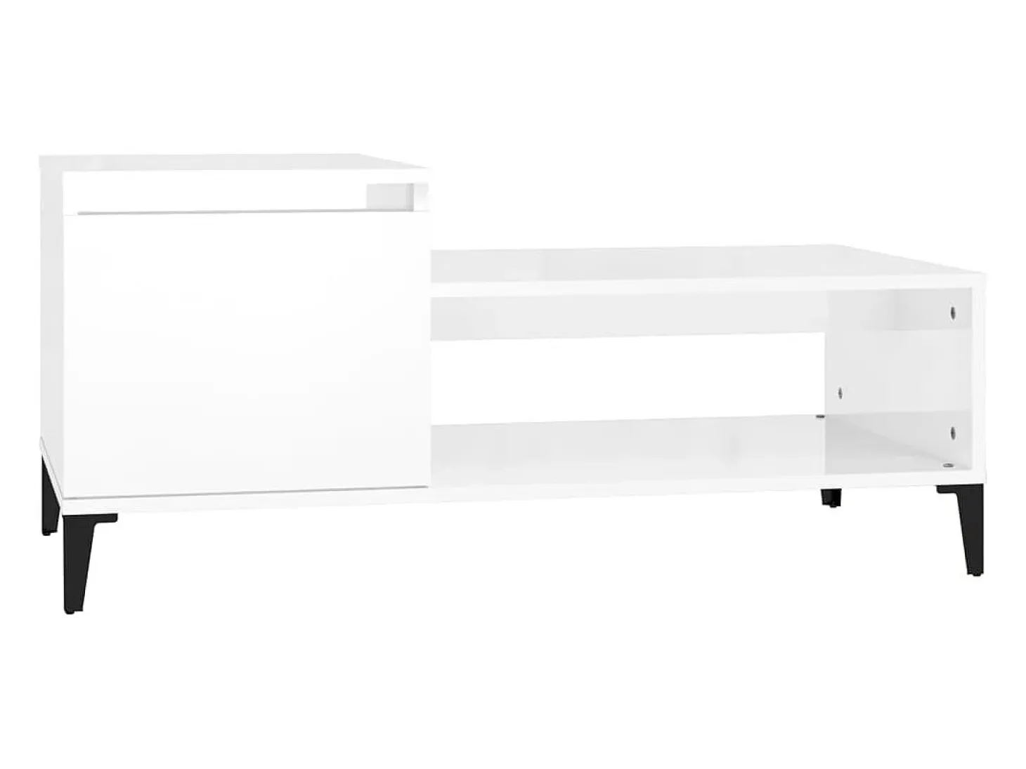 Mesa de centro madera contrachapada blanco brillo 100x50x45 cm