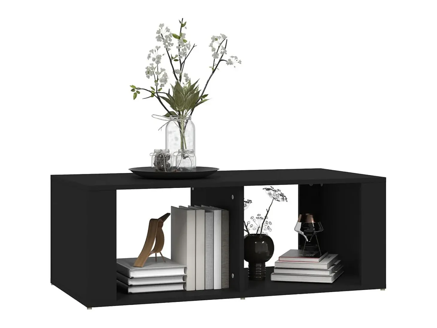 Mesa de centro madera contrachapada negro 100x50x36 cm