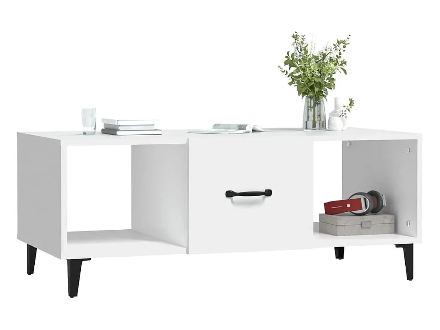 Mesa de centro madera contrachapada blanco 102x50x40 cm