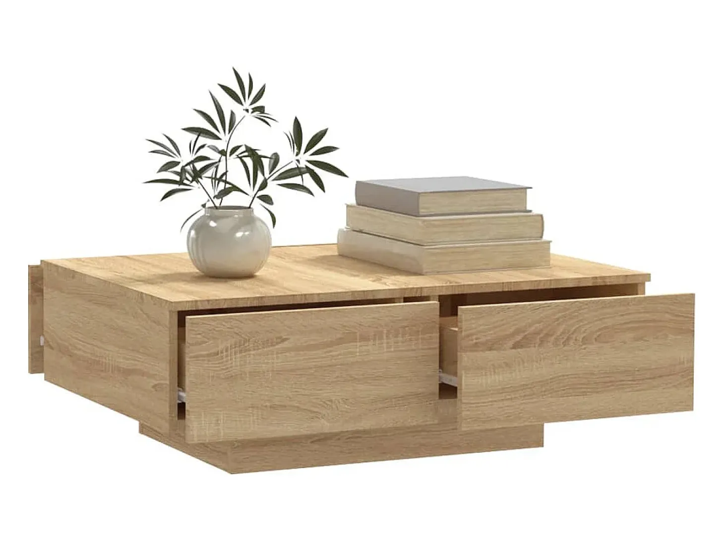 Mesa de centro madera contrachapada color roble 90x60x31 cm