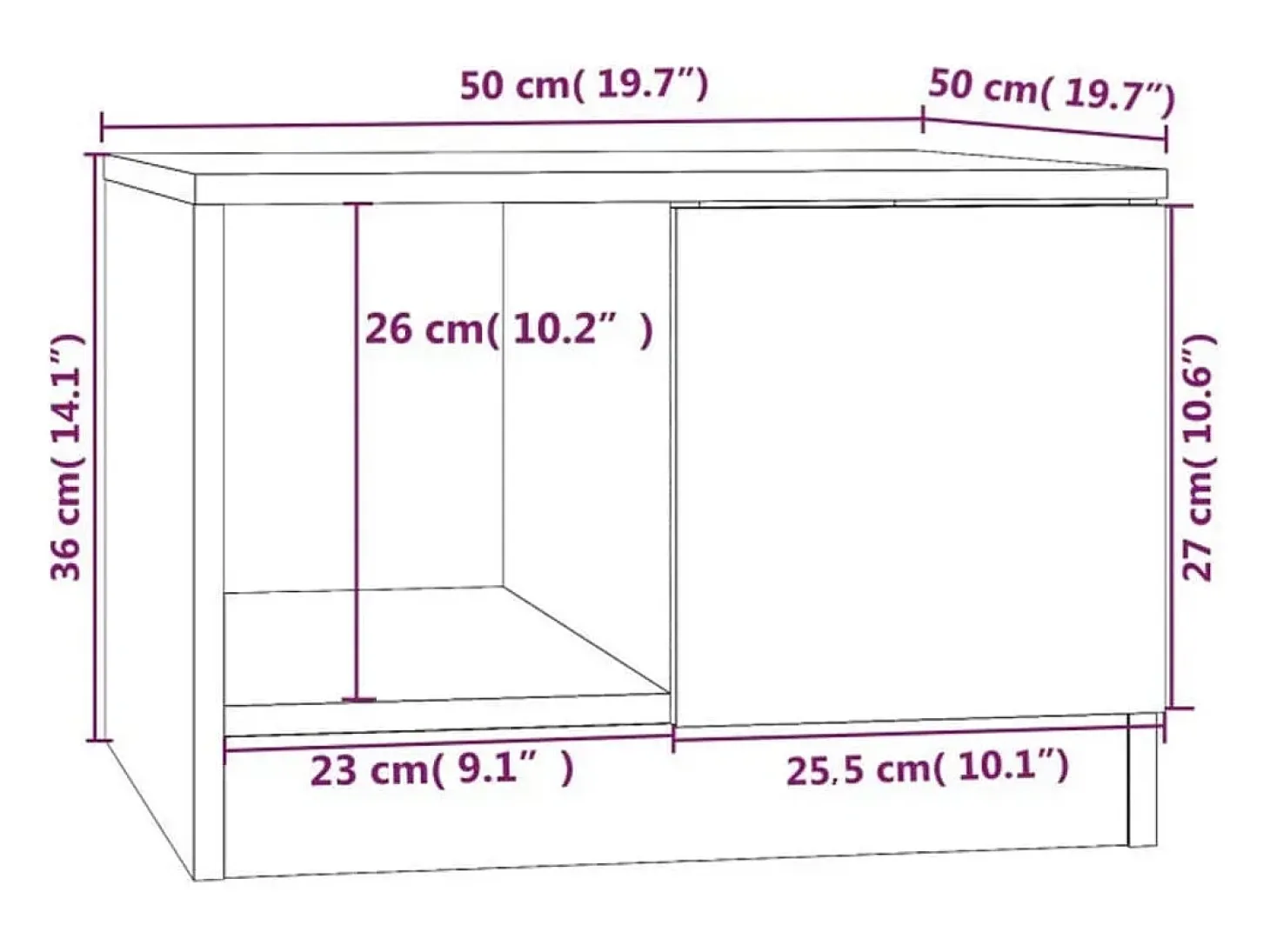 Mesa de centro madera contrachapada blanco 50x50x36 cm