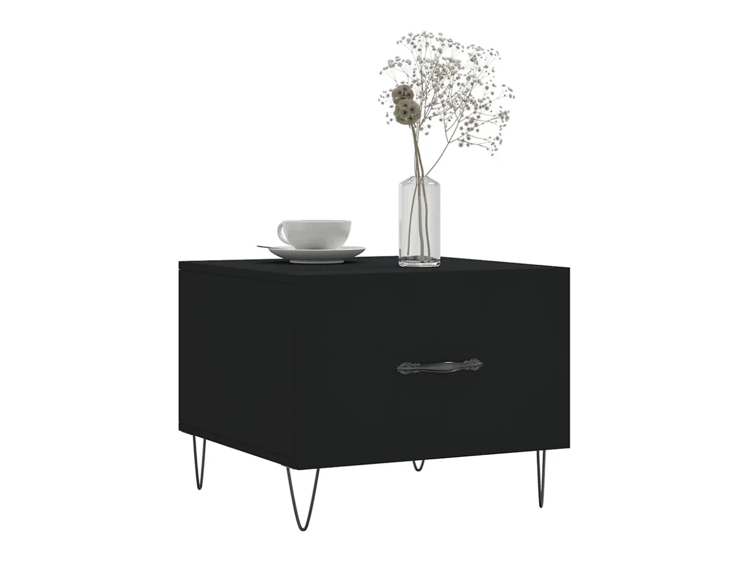 Mesa de centro madera contrachapada negro 50x50x40 cm
