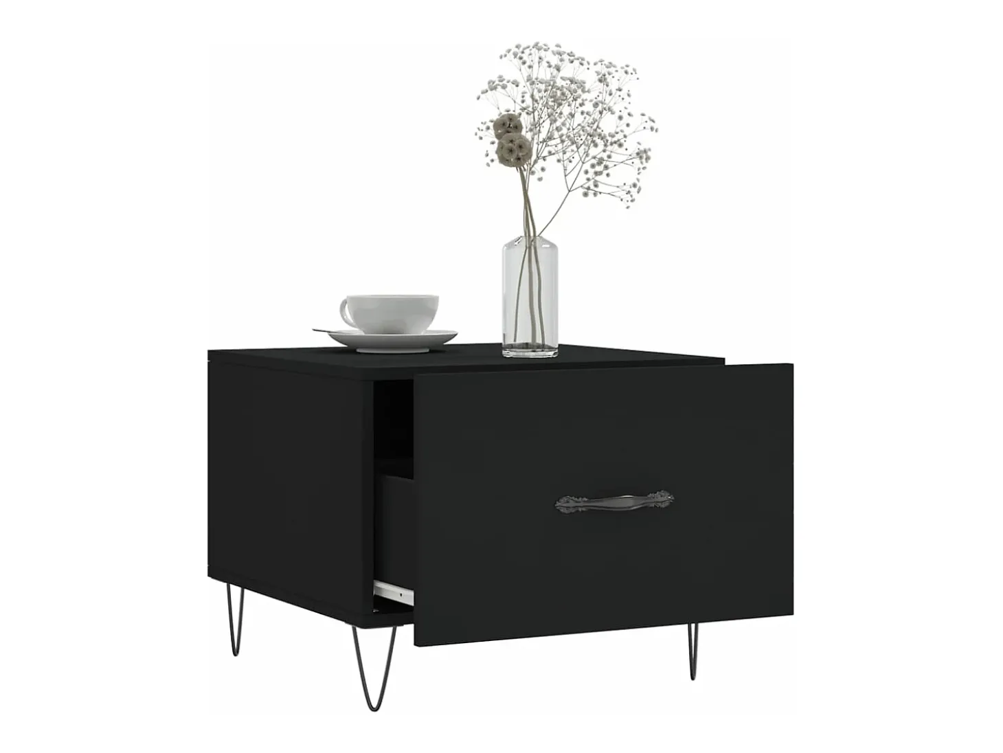 Mesa de centro madera contrachapada negro 50x50x40 cm