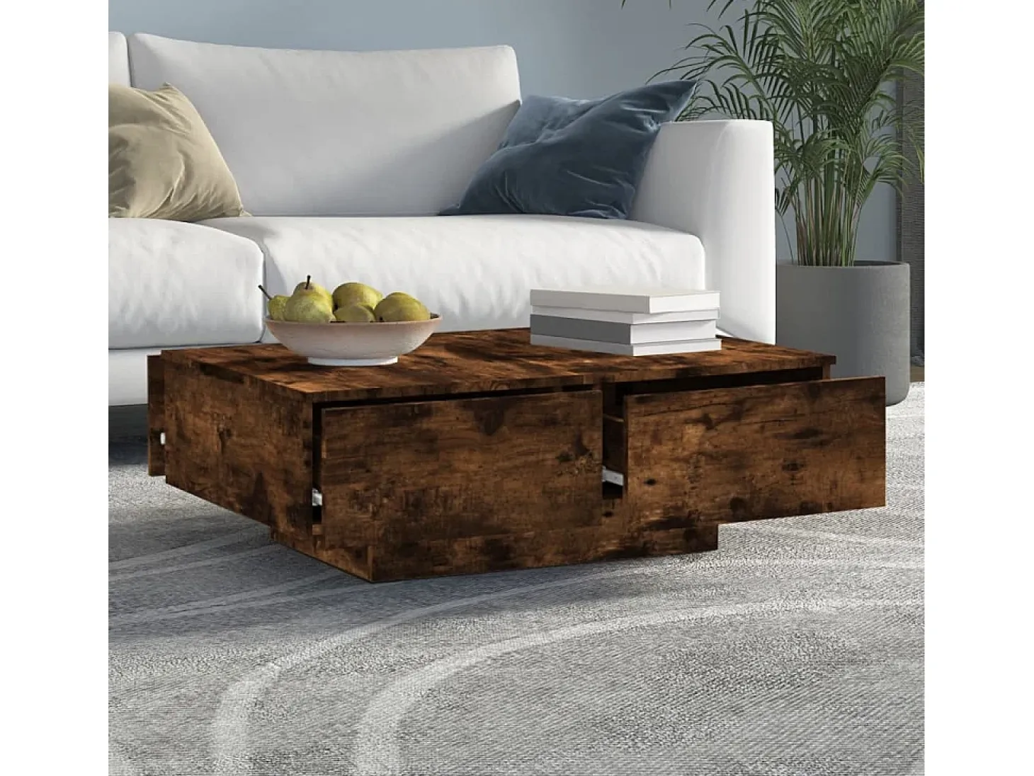 Mesa de centro madera contrachapada roble ahumado 90x60x31 cm