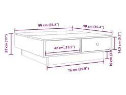 Mesa de centro madera contrachapada negro 90x90x28 cm