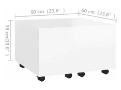 Mesa de centro madera contrachapada blanco 60x60x38 cm