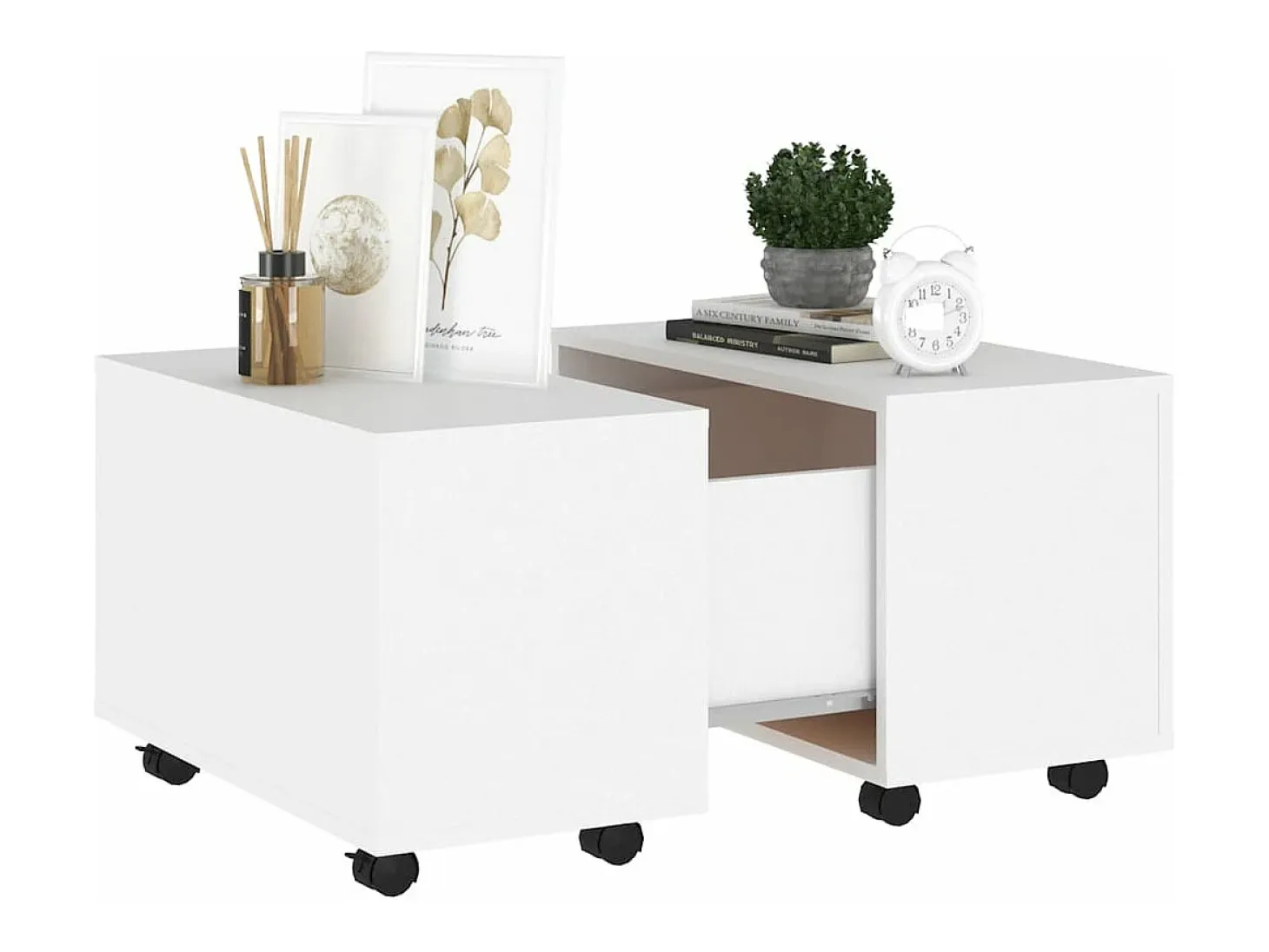 Mesa de centro madera contrachapada blanco 60x60x38 cm