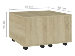 Mesa de centro madera contrachapada roble Sonoma 60x60x38 cm