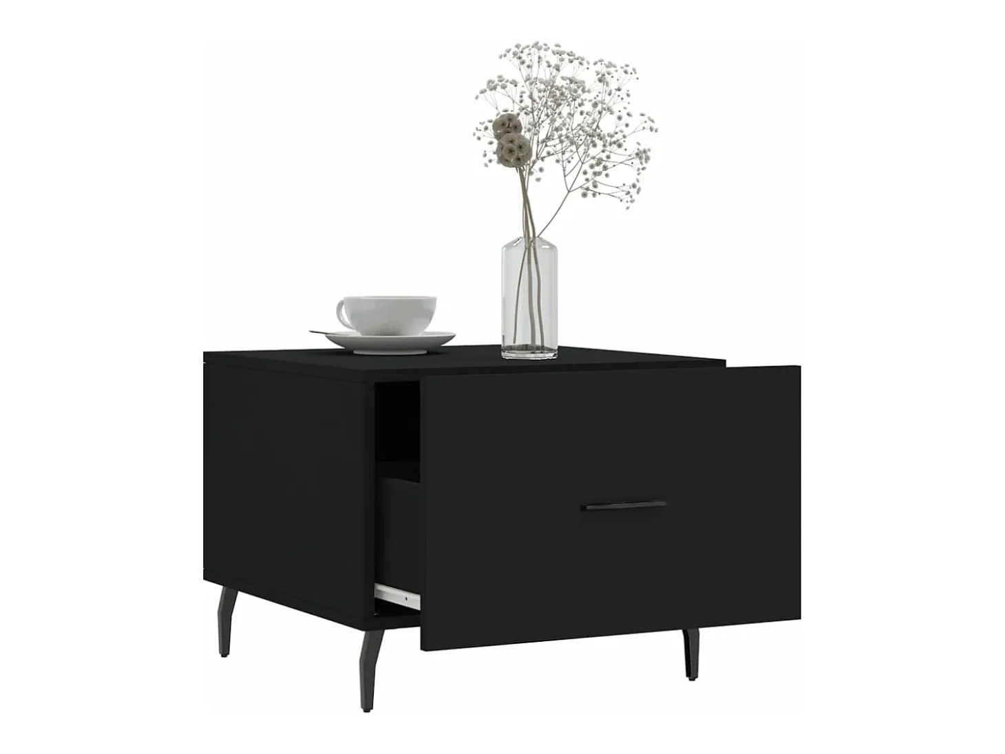 Mesa de centro madera contrachapada negro 50x50x40 cm