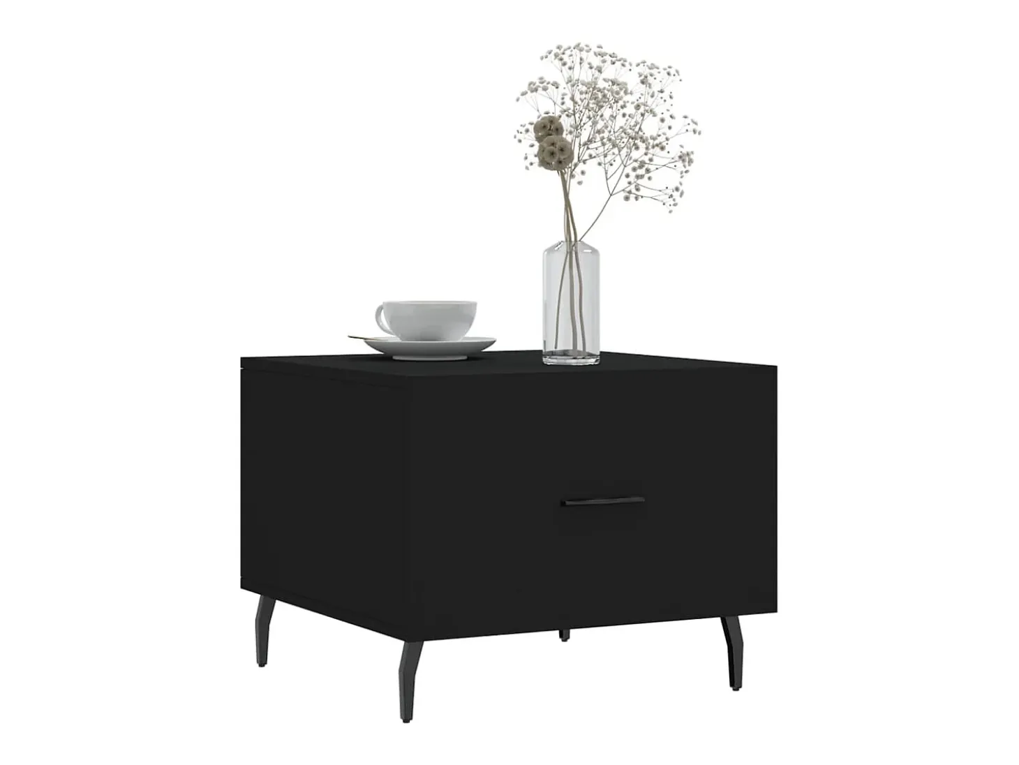 Mesa de centro madera contrachapada negro 50x50x40 cm