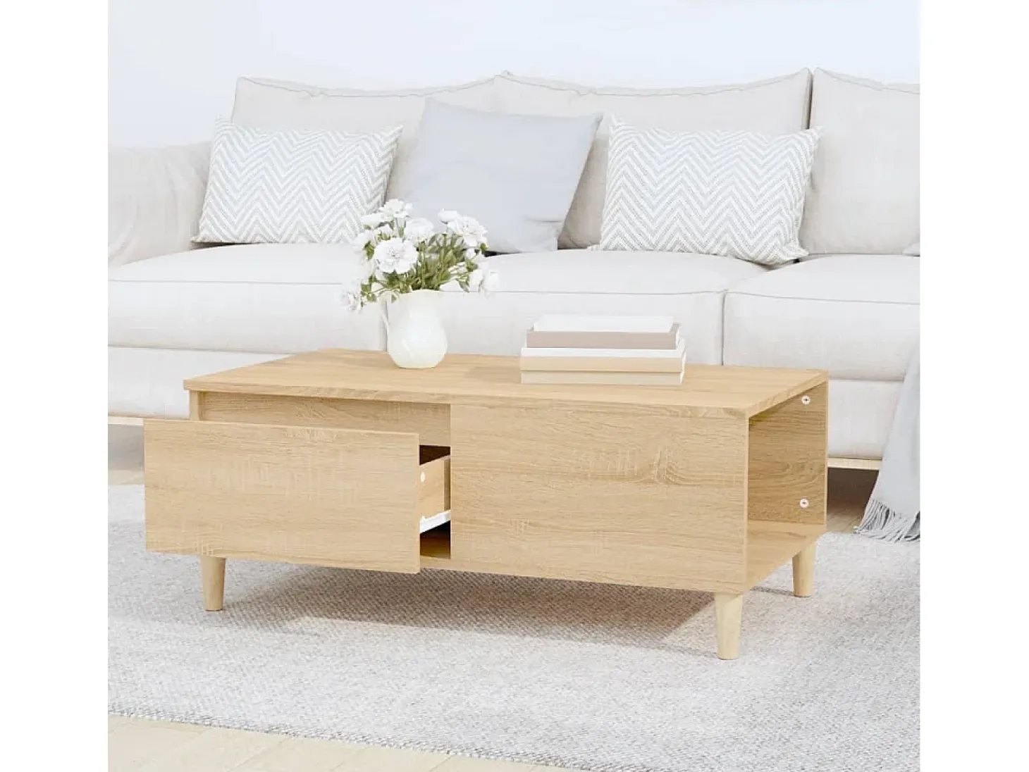 Mesa de centro madera contrachapada roble Sonoma 90x50x36,5 cm