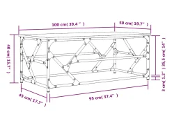 Mesa de centro madera contrachapada roble marrón 100x50x40 cm