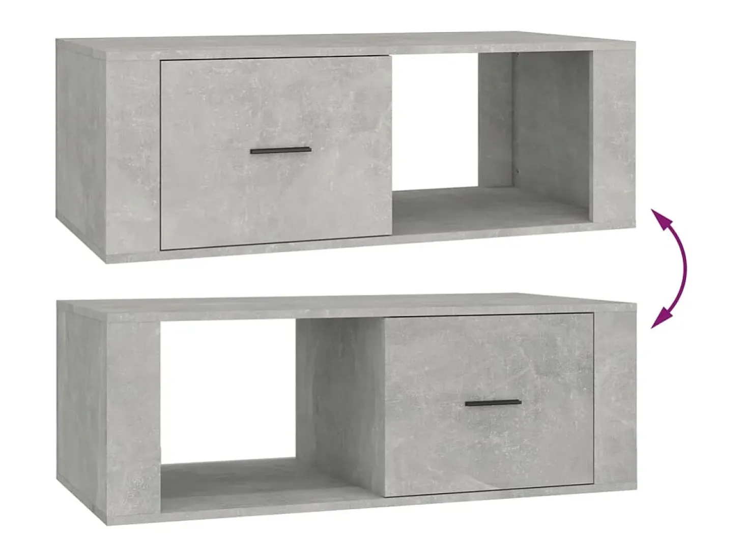 Mesa de centro madera contrachapada gris hormigón 100x50,5x35cm
