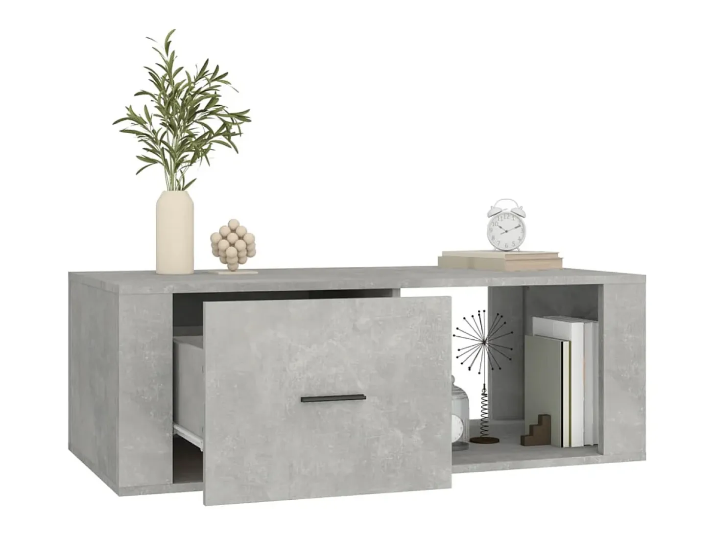 Mesa de centro madera contrachapada gris hormigón 100x50,5x35cm