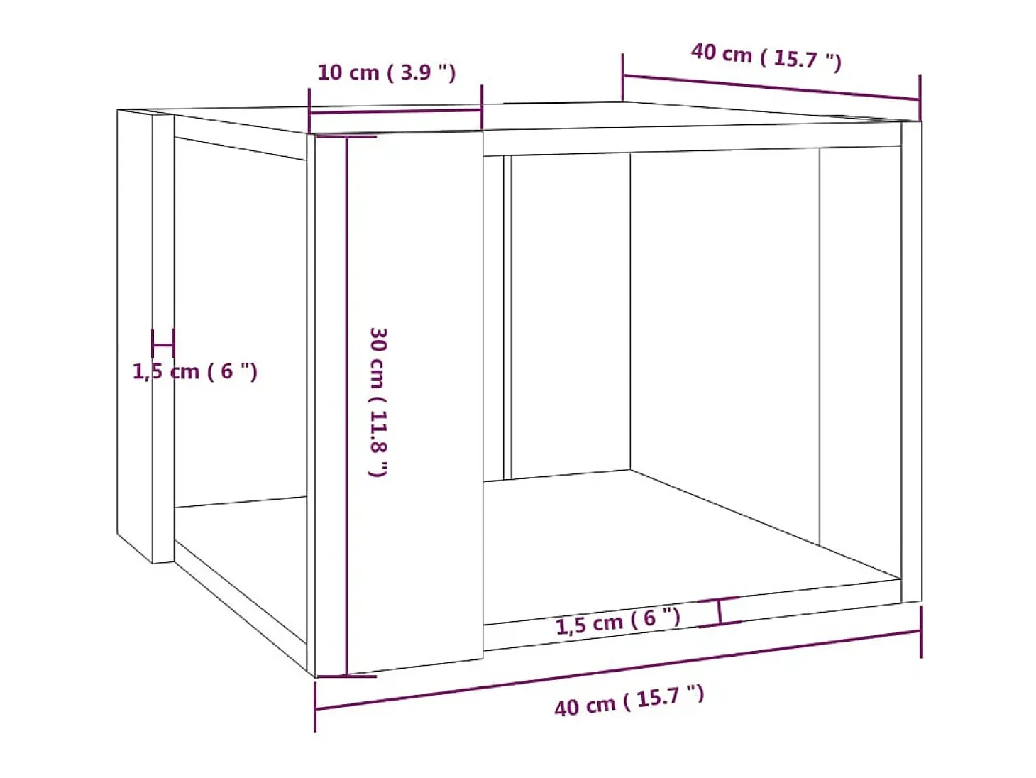 Mesa de centro madera contrachapada roble ahumado 40x40x30 cm