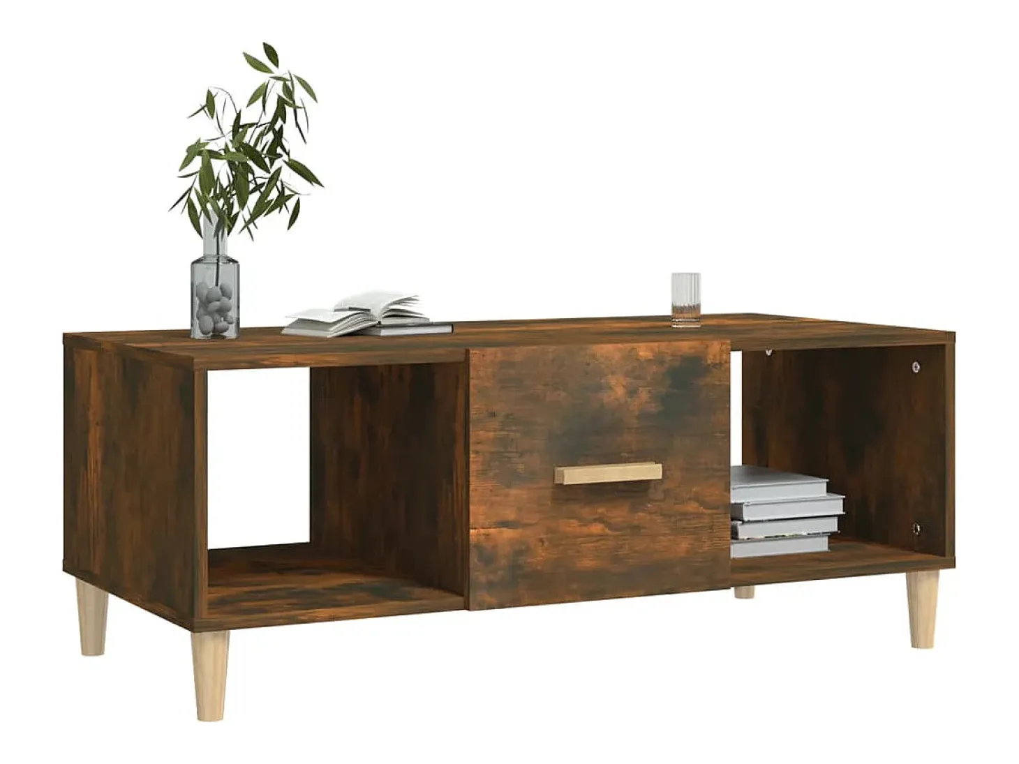 Mesa de centro madera contrachapada roble ahumado 102x50x40 cm