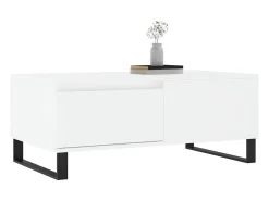 Mesa de centro madera contrachapada blanco 90x50x36,5 cm