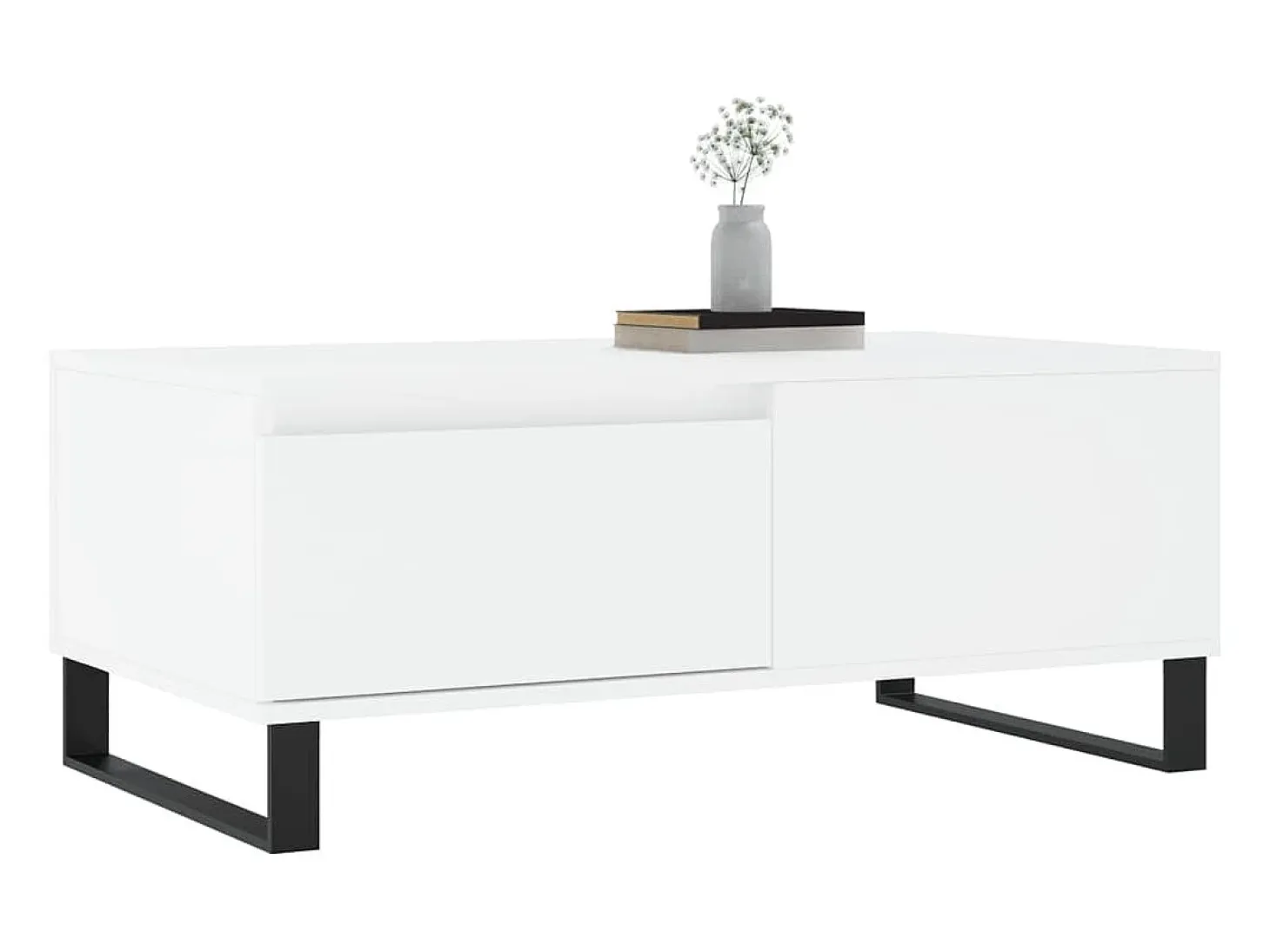 Mesa de centro madera contrachapada blanco 90x50x36,5 cm