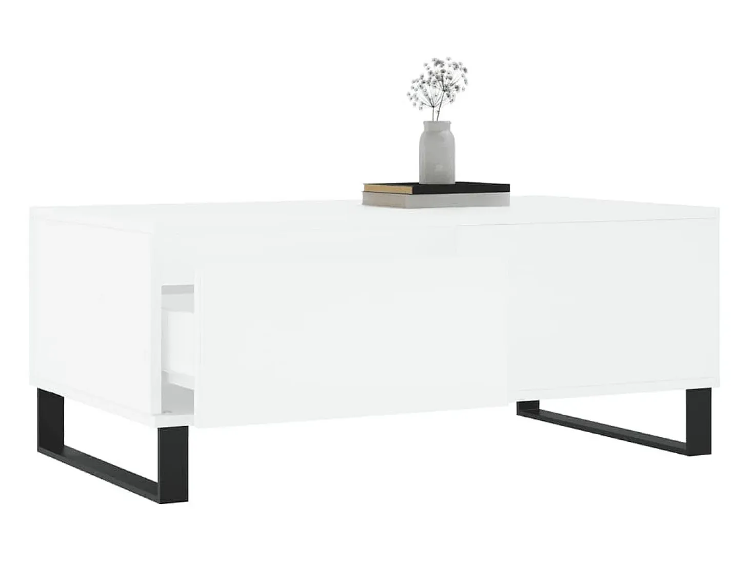 Mesa de centro madera contrachapada blanco 90x50x36,5 cm
