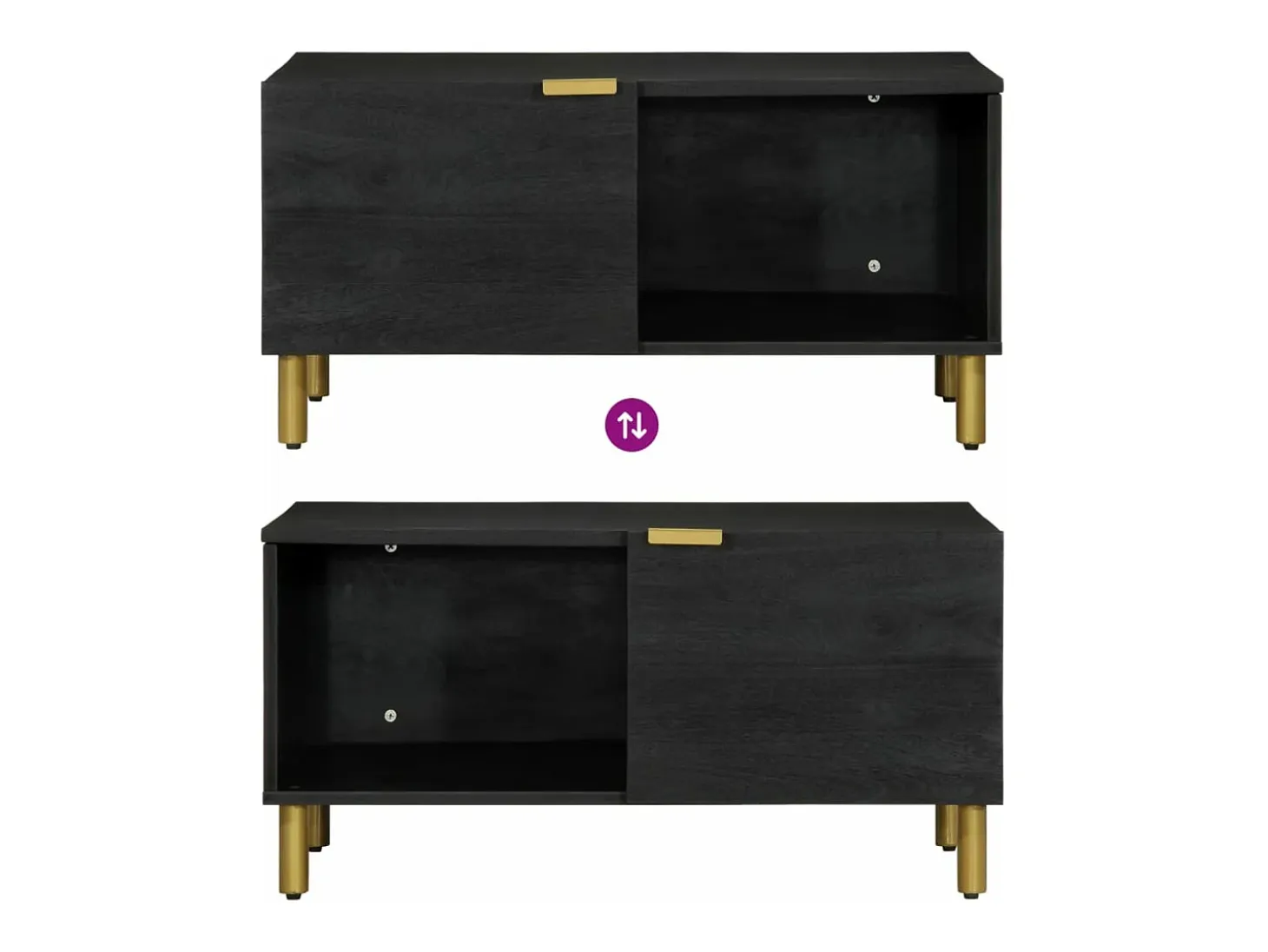 Mesa de centro madera contrachapada negro 80x50x40 cm