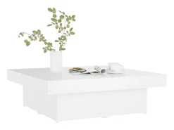Mesa de centro madera contrachapada blanco 90x90x28 cm