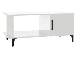 Mesa de centro madera contrachapada blanco brillo 90x50x40 cm