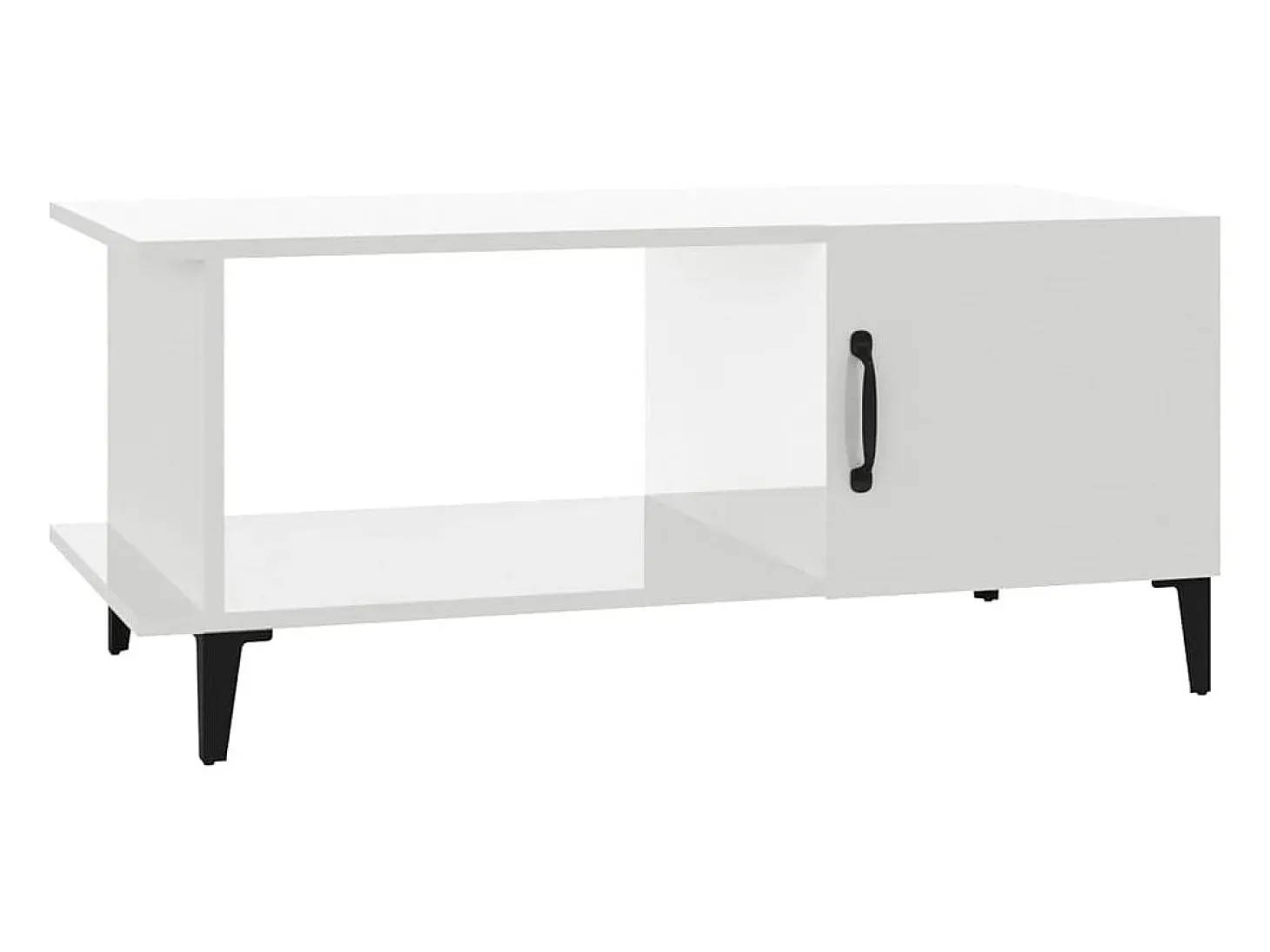 Mesa de centro madera contrachapada blanco brillo 90x50x40 cm