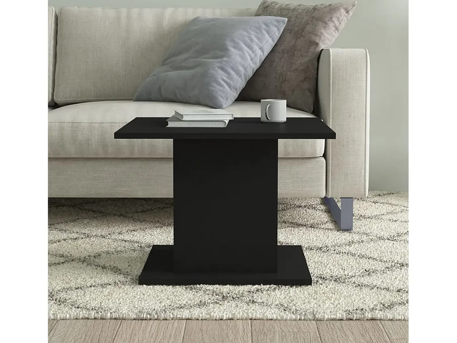 Mesa de centro madera contrachapada negro 55,5x55,5x40 cm