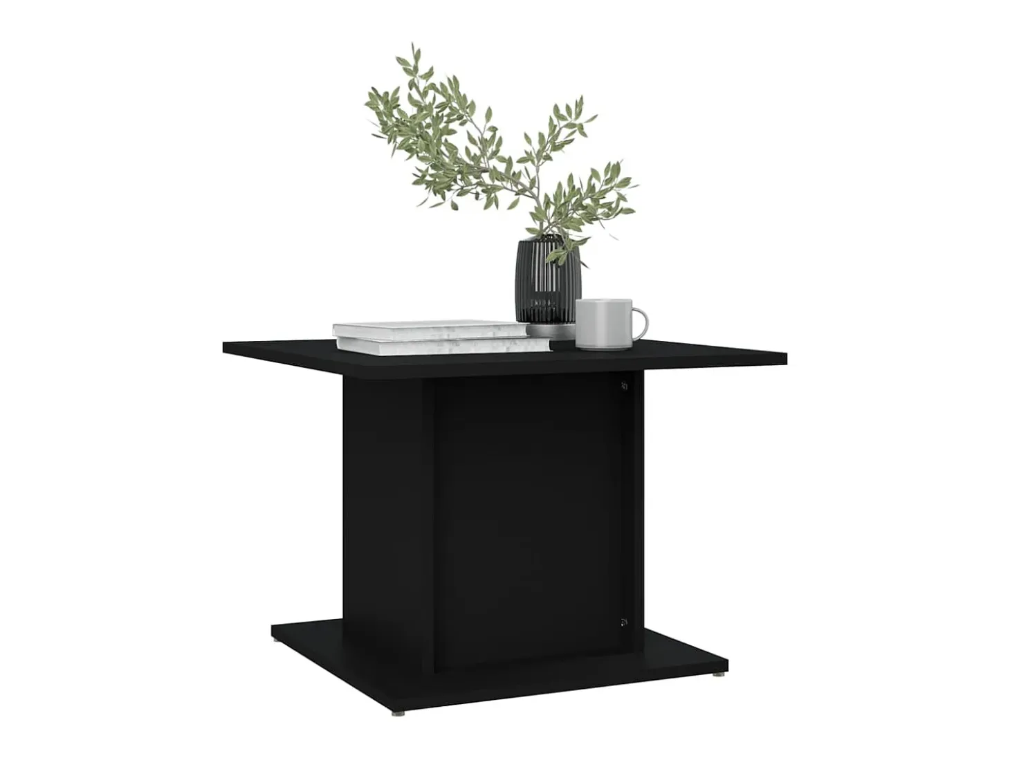Mesa de centro madera contrachapada negro 55,5x55,5x40 cm