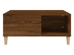 Mesa de centro madera contrachapada roble marrón 80x80x36,5 cm
