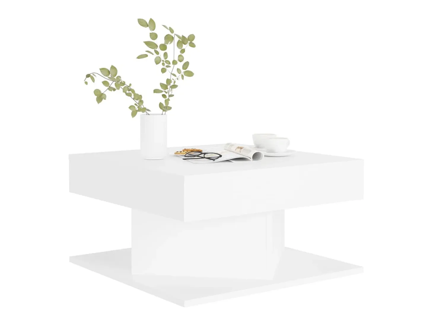 Mesa de centro madera contrachapada blanco 57x57x30 cm