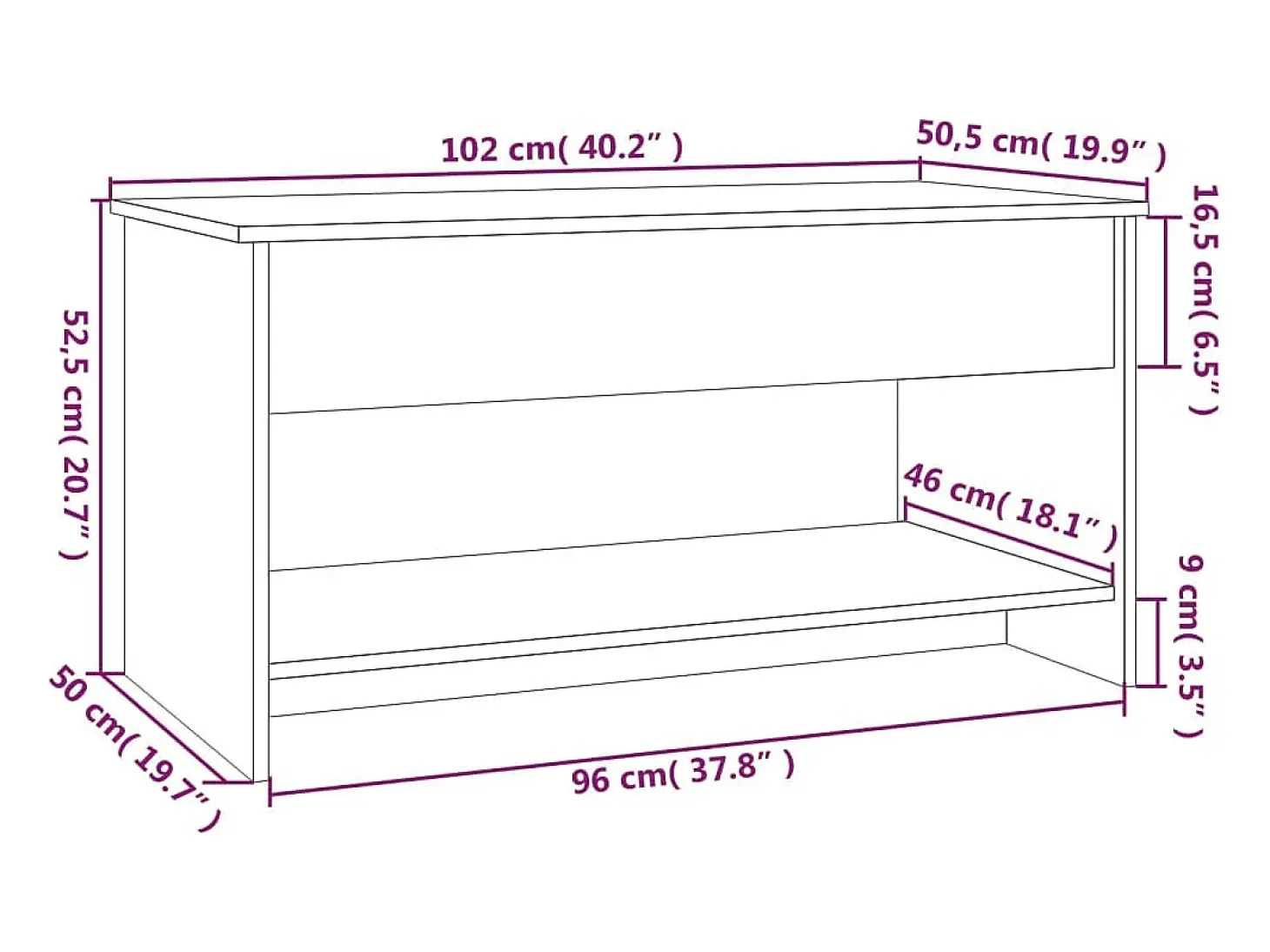 Mesa de centro madera contrachapada gris Sonoma 102x50x52,5 cm