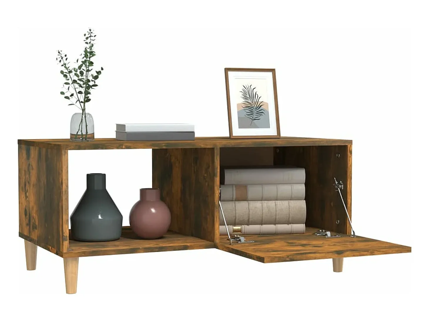Mesa de centro madera contrachapada roble ahumado 89,5x50x40 cm