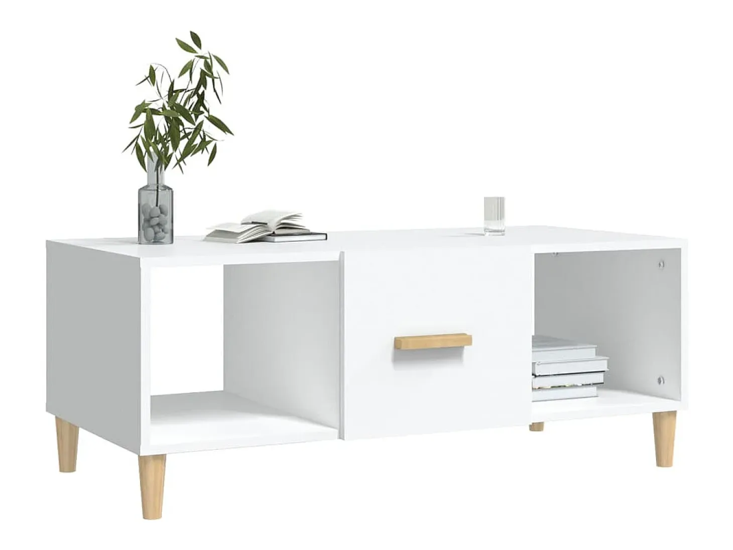 Mesa de centro madera contrachapada blanco 102x50x40 cm