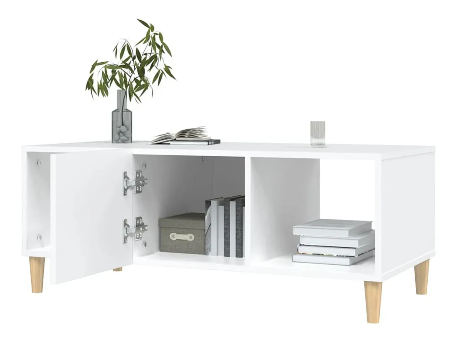 Mesa de centro madera contrachapada blanco 102x50x40 cm