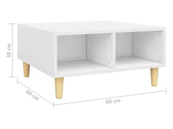 Mesa de centro madera contrachapada blanco 60x60x30 cm