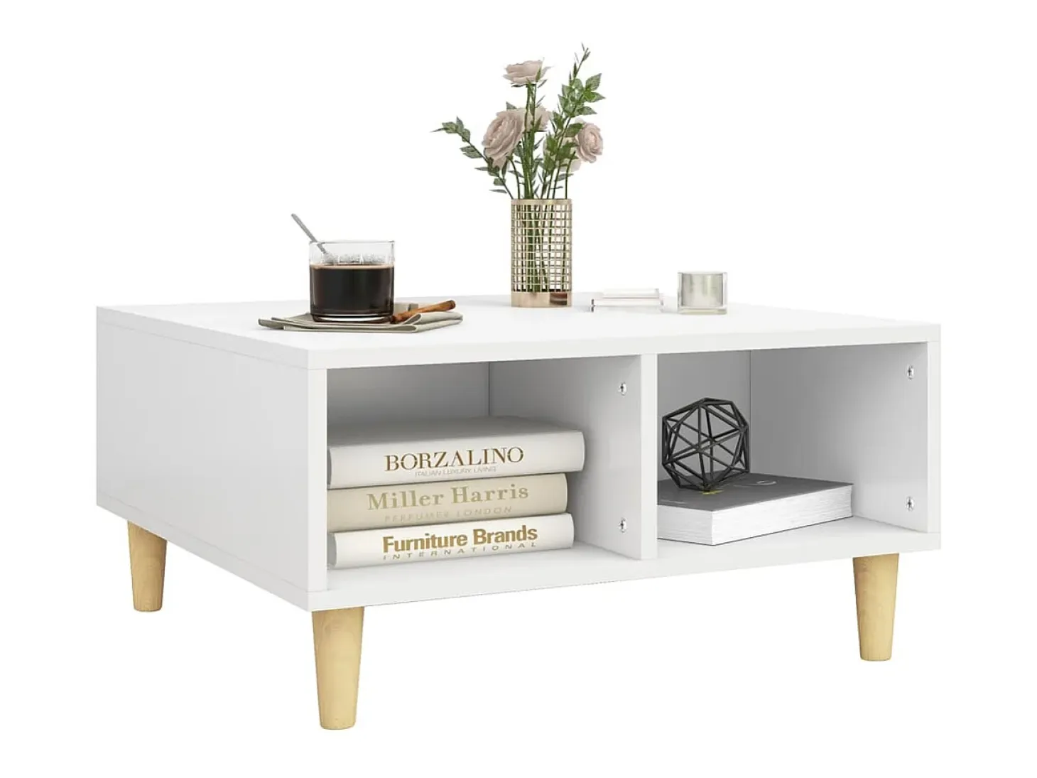 Mesa de centro madera contrachapada blanco 60x60x30 cm