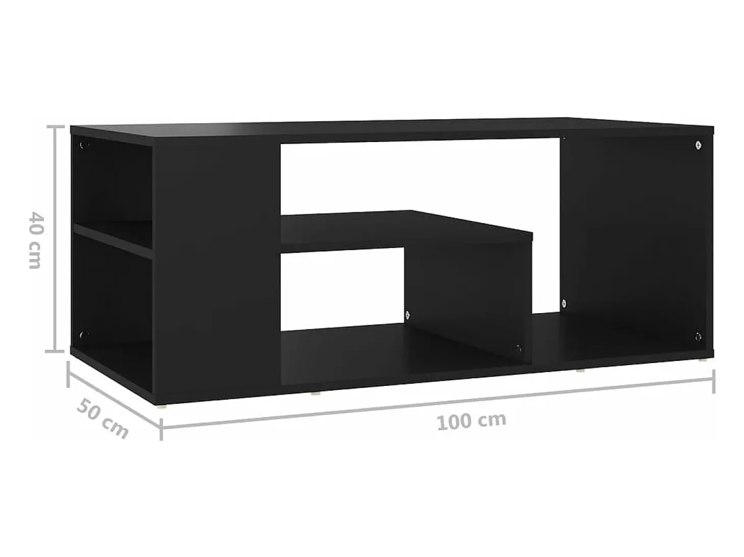 Mesa de centro madera contrachapada gris 100x50x40 cm