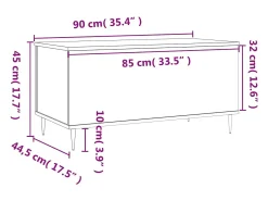 Mesa de centro madera contrachapada negro 90x44,5x45 cm