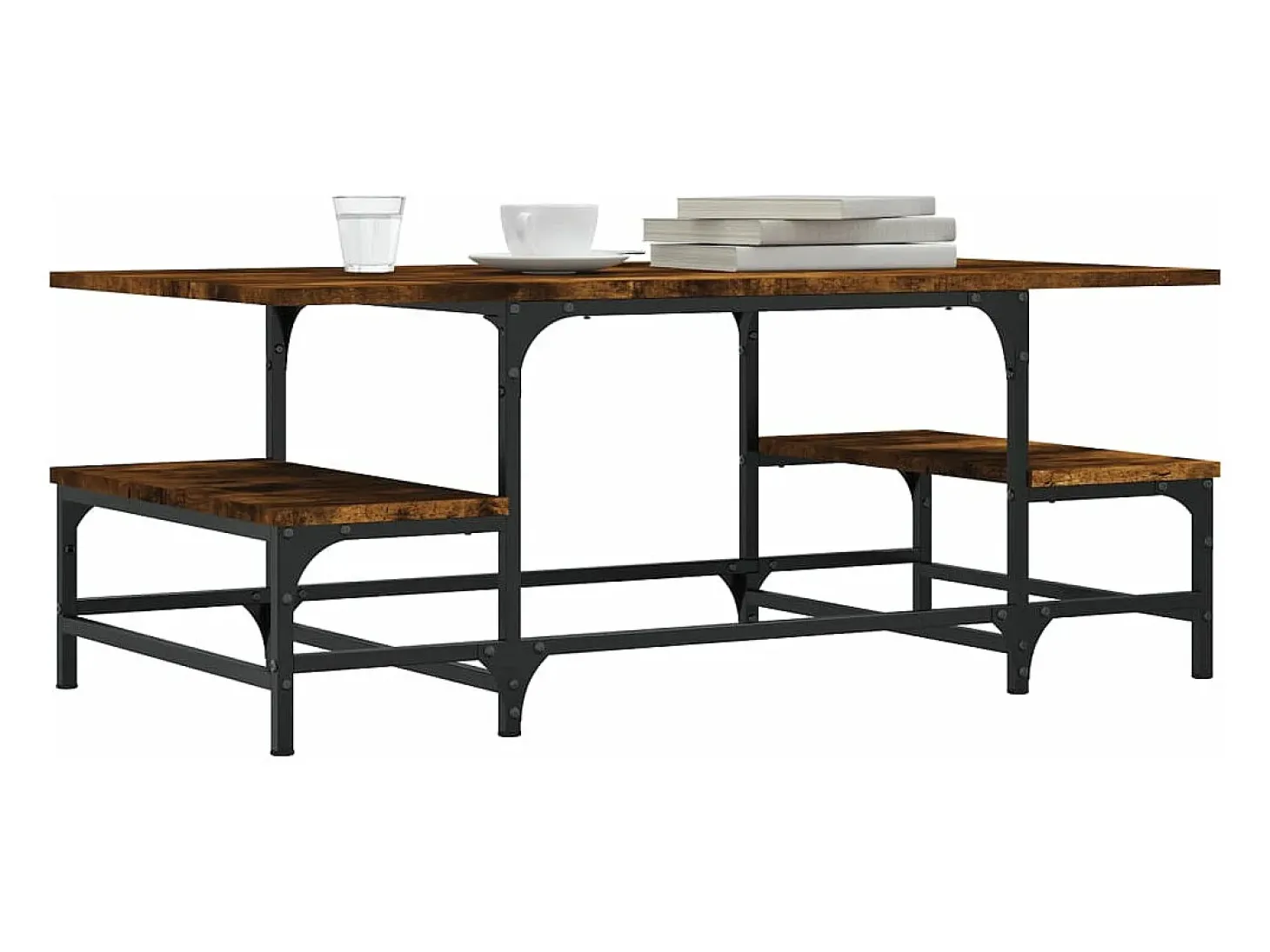 Mesa de centro madera contrachapada roble ahumado 100x50,5x40cm