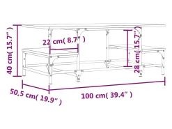 Mesa de centro madera contrachapada roble ahumado 100x50,5x40cm